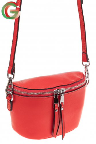 Модная сумка-ведерко из натуральной кожи, цвет красный
