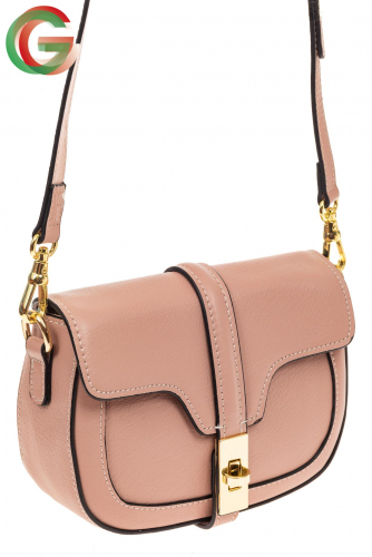 Сумка-малышка saddle bag из натуральной кожи, цвет розовый
