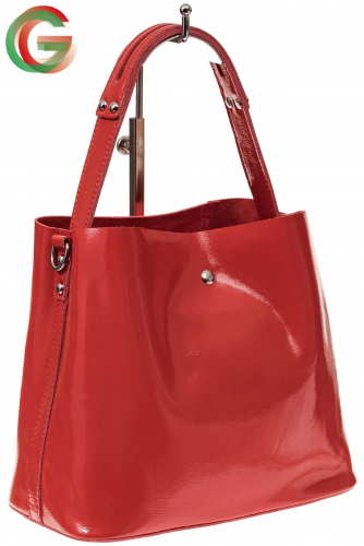 Женская сумка шоппер из натуральной кожи, цвет красный