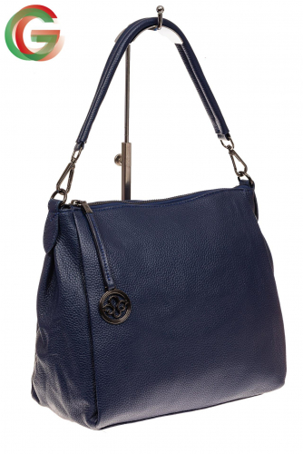 Мягкая женская сумка из натуральной кожи, цвет синий