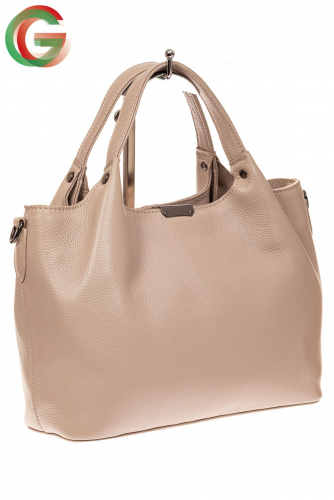 Женская сумка из натуральной кожи, цвет серо-белый