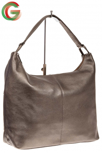 Большая женская сумка из натуральной кожи, цвет бронза