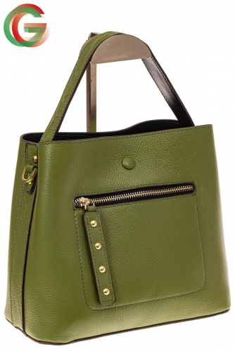 Женская сумка из натуральной кожи, цвет зеленый