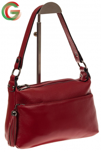 Женская сумка shoulder bag из натуральной кожи, цвет бордо