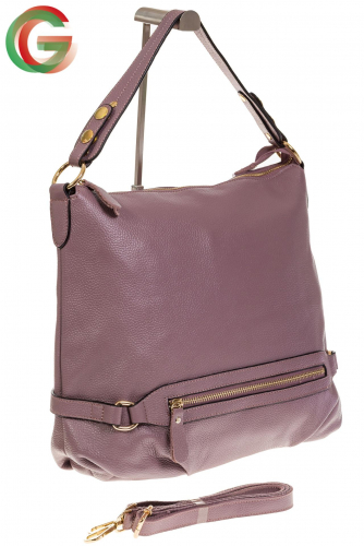 Женская сумка Хобо из натуральной кожи светло-сиреневого цвета 9352
