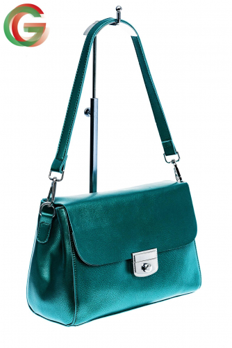 Классическая женская сумка из натуральной кожи, цвет зеленый