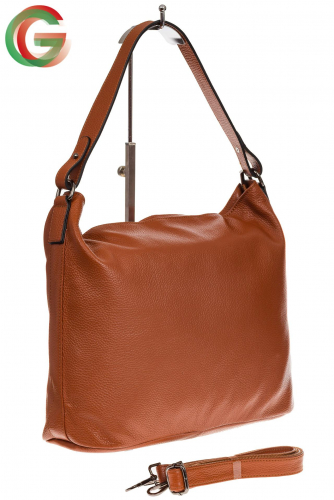 Женская сумка хобо из натуральной кожи, цвет рыжий