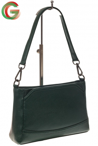 Классическая женская сумка из натуральной кожи, цвет зеленый