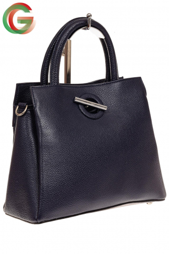 Классическая женская сумка из натуральной кожи, цвет синий