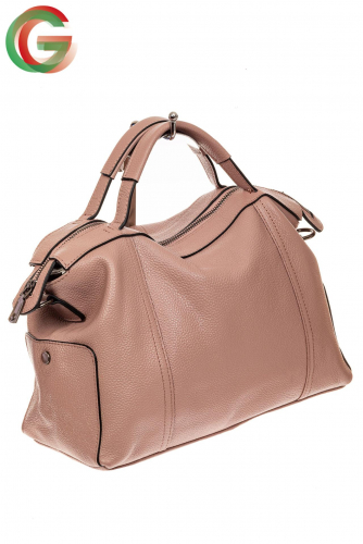 Мягкая сумка из натуральной кожи, цвет розовый