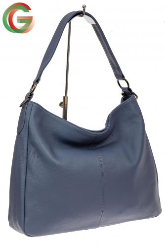 Мягкая женская сумка из натуральной кожи, цвет голубой