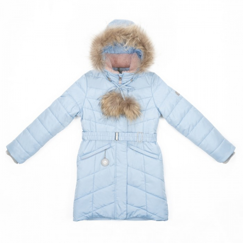 Пальто зимнее для девочки Лагуна голубое 229-20з Батик