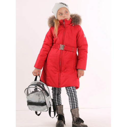Пальто зимнее для девочки Юнона красное 228-20з Батик