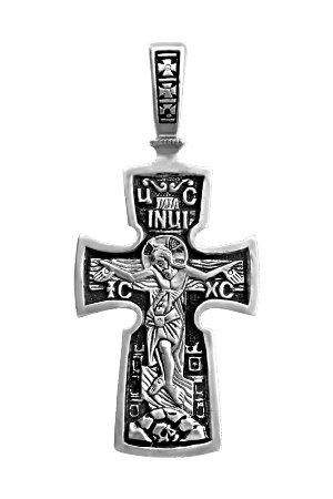 2-022-3 Крест (ап.Петр, с ключами от рая) из серебра частичное чернение литье