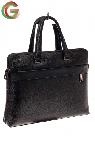 Мужская сумка-папка из натуральной кожи, цвет черный