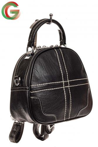 Сумка-рюкзак из искусственной кожи, цвет черный с белым