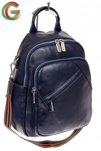 Стильный женский рюкзак из натуральной кожи, цвет синий