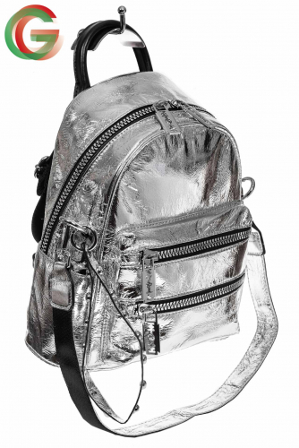 Классический городской рюкзак из искусственной кожи, цвет серебро