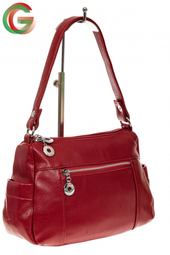Классическая женская сумка из искусственной кожи, цвет красный