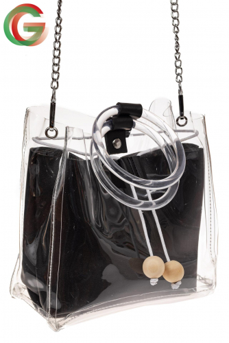 Ring-bag из винила и эко-кожи, цвет черный