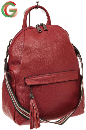 Рюкзак из натуральной кожи с потайным карманом, цвет красный