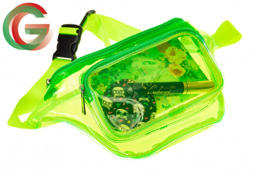 Поясная прозрачная сумка из винила, цвет зеленый