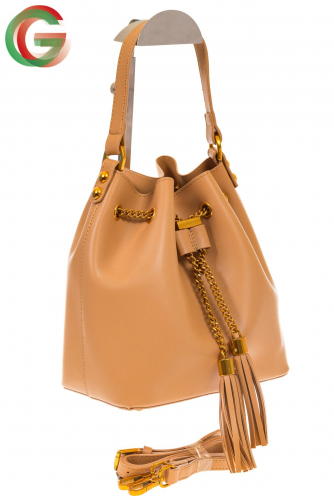 Женская сумка-торба бежевого цвета из эко-кожи 68065
