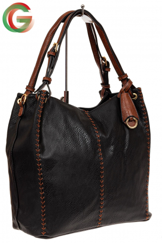 Большая женская сумка из искусственной кожи, цвет черный