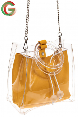 Ring-bag из винила и эко-кожи, цвет манго