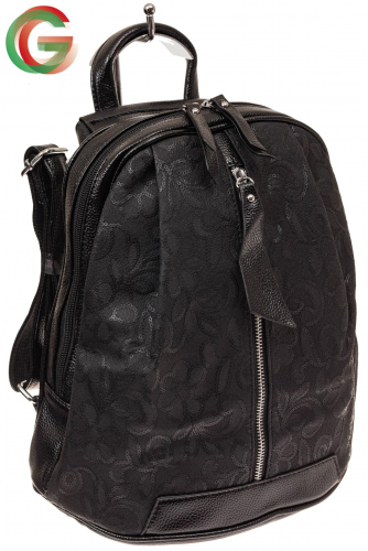 Рюкзак из искусственной кожи с лазерной обработкой, цвет черный