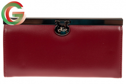 Женский кошелек с фермуаром, искусственная кожа, цвет бордо