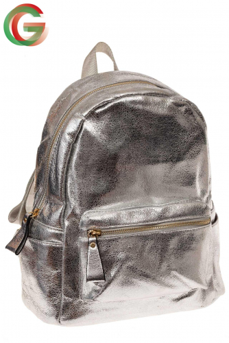 Молодежный рюкзак из искусственной кожи, цвет серебро