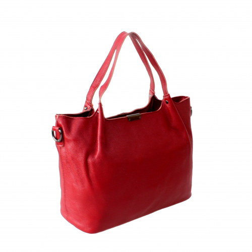 Стильная женская сумочка Everlone_Stone из натуральной кожи красно-клубничного цвета.