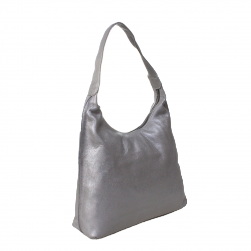 Стильная женская сумочка Lestor_Lost из натуральной кожи серебристого цвета.