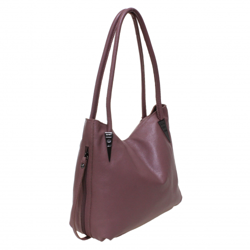 Стильная женская сумка-мешок Linde_Sterels из натуральной кожи розового цвета.