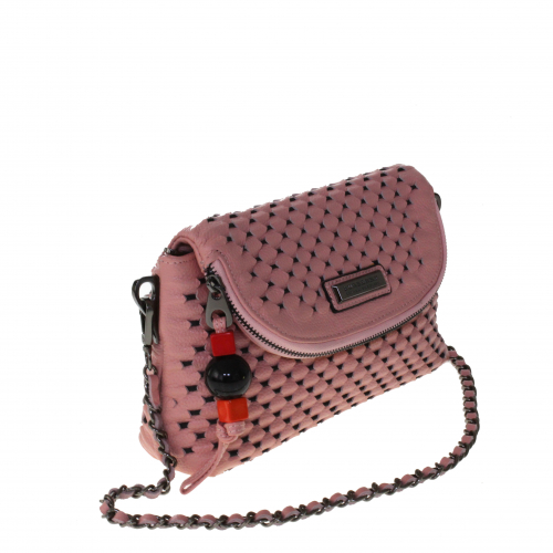 Стильная женская сумочка через плечо Florse_Londeil из натуральной кожи розового цвета.