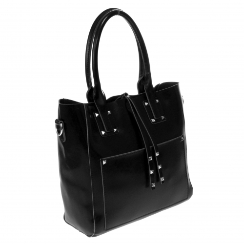 Стильная женская сумочка San_Marsel из натуральной кожи черного цвета.
