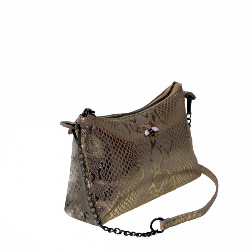 Модная женская сумочка через плечо AT_Longeil из натуральной кожи золотистого цвета.