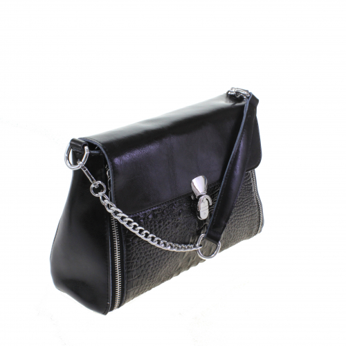 Элегантная женская сумочка через плечо Alessandro_Cantarelli из натуральной кожи черного цвета.