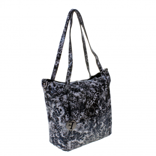 Стильная женская сумочка Double_Shels из натуральной кожи с оригинальным принтом.