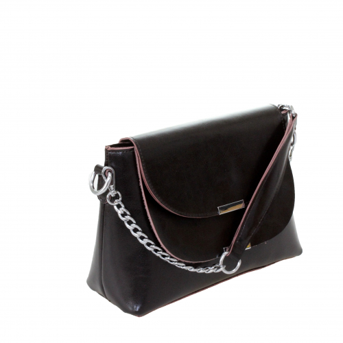 Стильная женская сумочка Line_Florse из натуральной кожи шоколадного цвета.