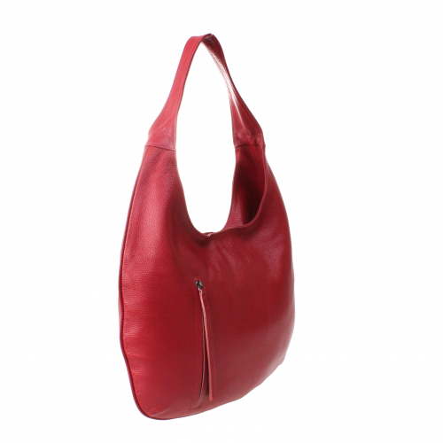 Стильная женская сумочка Flore_Lost из натуральной кожи красно-клубничного цвета.