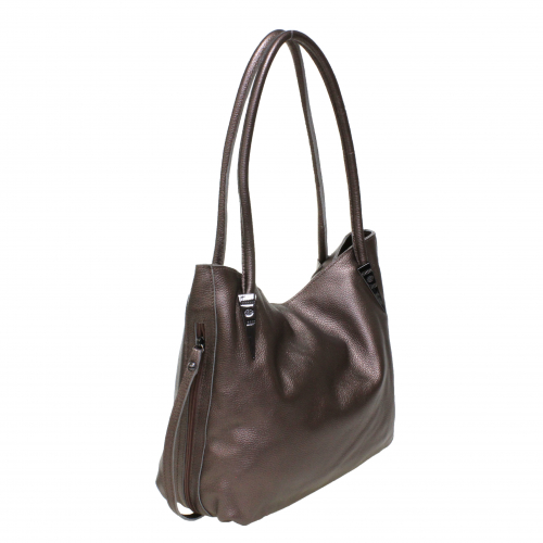 Стильная женская сумка-мешок Linde_Sterels из натуральной кожи бронзового цвета.