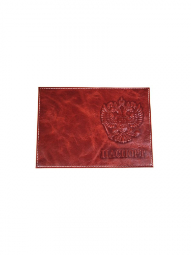 Обложка для паспорта HJ герб мягкая гладкая коричневая