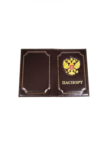 Обложка для паспорта с шильдой коричневая
