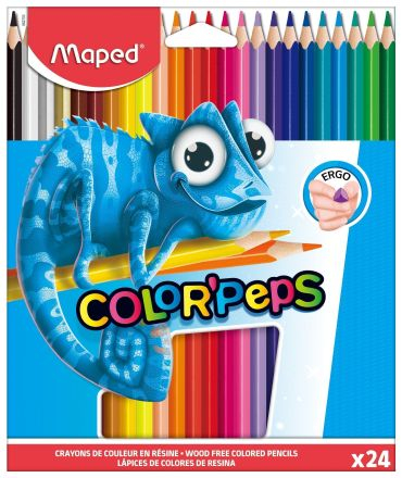 Карандаши цветные MAPED PULSE пластиковые, 24 цвета, трехгранные