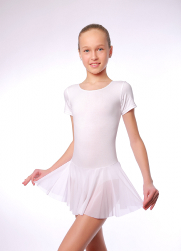 Купальник гимнастический , юбка сетка КГ10.2К белый 110-134