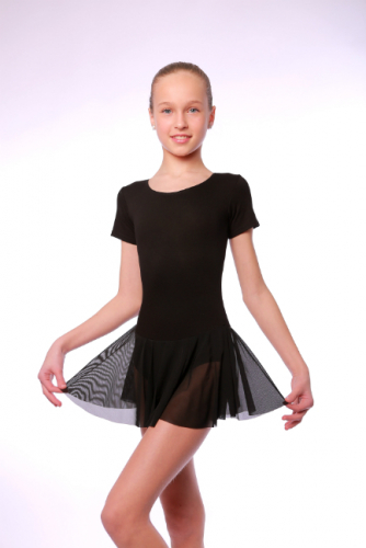 Купальник гимнастический , юбка сетка КГ10.2К черный 110-134