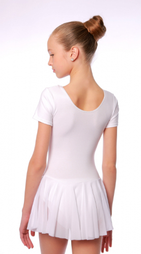 Купальник гимнастический , юбка сетка КГ10.2К белый 110-134