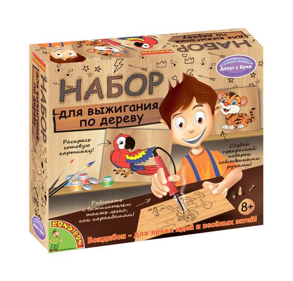 Французское творчество Досуг с Буки BONDIBON, Набор Выжигательный аппарат с дощечой и красками, арт.